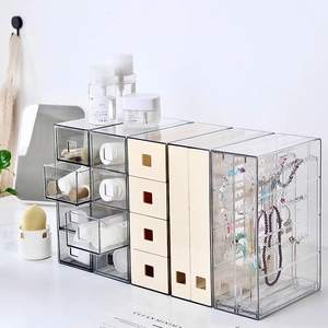 Jewelry Organizer Box Transparent PET Plastic Dustproof Earring Necklace Storage Case Desktop Display Multi Layer Drawer