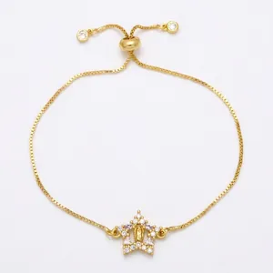 Gold star bracelet featuring Virgin Mary relief with sparkling zircon inlays for women