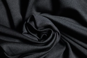 Macro detail of high-density black knit fabric showing soft texture and premium drape