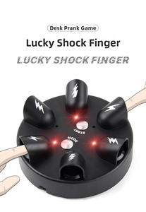 Detailed top view of a black polygraph shock game with 6 finger slots and LED indicators
