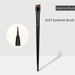 Detail view of A101 eyebrow brush showing the ultra-thin angled bristles and matte handle