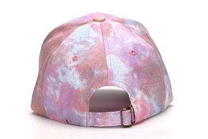 Rear view of children's colorful galaxy print baseball cap with adjustable metal buckle