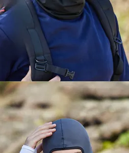 Detail view of dark grey cooling ice silk balaclava mask for sun protection and cycling