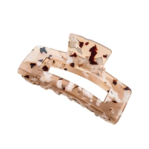 Large square acetate hair claw clip with tortoise leopard pattern for elegant styling