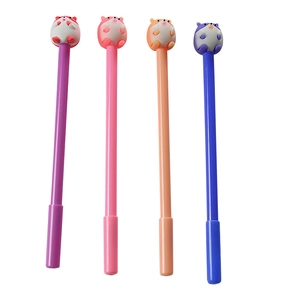 Set of four cute hamster cartoon pens in purple, pink, orange and blue colors