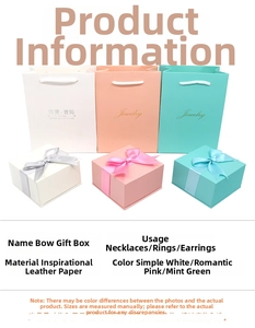 Bowknot jewelry gift box and paper shopping bag set for necklaces rings and earrings