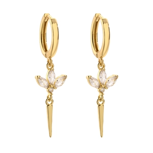 18K gold plated drop earrings with marquise stones and sleek conical fringe tassels