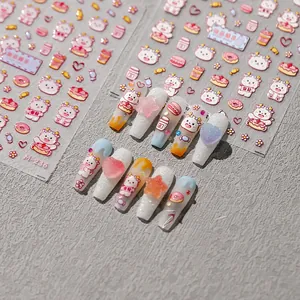 Close-up of M-236 cartoon dragon nail stickers with cute desserts and 3D jelly patterns