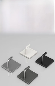 Detail of multi-color SUS304 stainless steel adhesive wall hooks in various finishes