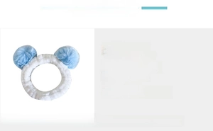 Blue and white flannel headband for face washing, size 20x5.5cm, weight 55g detailed view