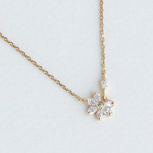 S925 Sterling Silver 14K Gold Plated Green Zirconia Flower Necklace Earrings Set For Women Sweet Gentle Style Jewelry