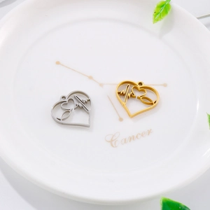 Heart ECG Stethoscope Pendants Stainless Steel Hollow Out Charms For Jewelry Making DIY Medical Professional Gift