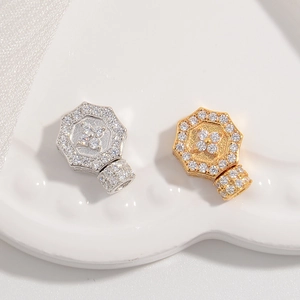 Fermoir Connecteur En Argent Sterling 925 Zirconium Hexagonal Trèfle Boucle À Vis Pour Création Bijoux DIY