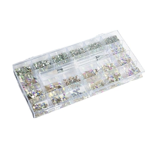 21-grid organizer with crystal rhinestones and dual-ended dotting pen for DIY nail art