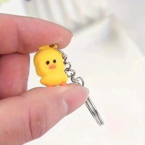 Cartoon Yellow Duck Soccer Ball PVC Keychain Pendant For Kids Birthday Party Favors School Reward Cute Animal