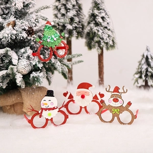 Glittery Christmas party glasses frames with Santa, Snowman, and Reindeer designs