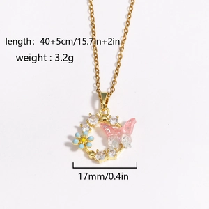 Spécifications de taille pour collier couronne de fleurs avec papillon et petite fleur
