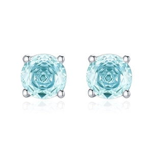 Orecchini in argento S925 con pietre azzurre taglio rosa e montatura a quattro griffe