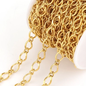Gold plated stainless steel oval knot chain spool for DIY jewelry necklace making