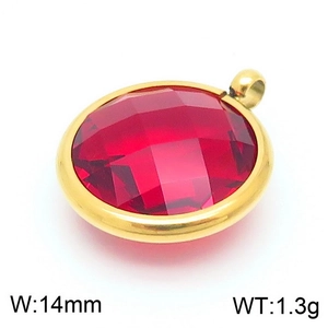 Detail of 14mm red gemstone pendant in gold bezel for DIY jewelry with 1.3g weight