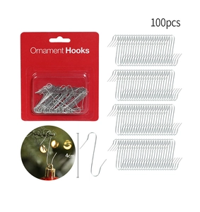 Detailed set of 4cm silver S-shaped Christmas ornament hooks in 100pcs bulk packaging
