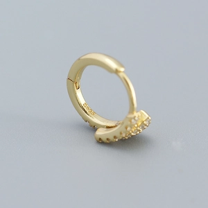 Luxurious S925 sterling silver gold plated hoop earring with sparkling zircon stones
