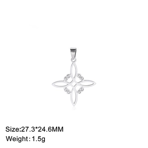 DIY 18K gold-plated stainless steel Witch's Knot pendant charm 27.3x24.6mm 1.5g