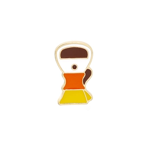Cute enamel mocha coffee pot brooch in brown and orange finish for creative accessorizing