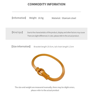 Détails du bracelet boucle de ceinture en acier titane doré avec poids et longueur