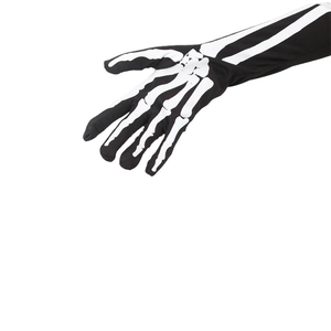 Halloween Skelett Handschuhe aus schwarzem Polyester für Kostüme und Verkleidungen