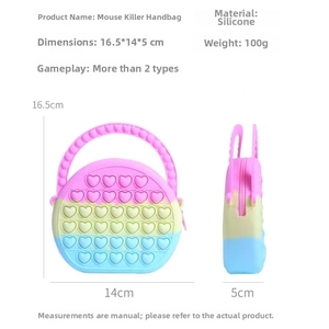 Detail view of heart-shaped bubbles on colorful gradient silicone children's handbag