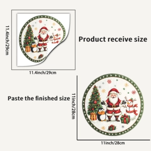 Detailed size specifications for Santa and Penguin Christmas window static stickers