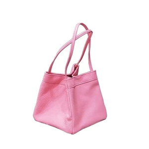 Borsa a secchiello rosa in pelle PU con struttura a pieghe e manici sottili
