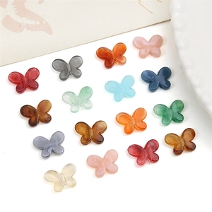 Set of 16 colorful gradient acrylic butterfly beads for DIY jewelry and phone charms