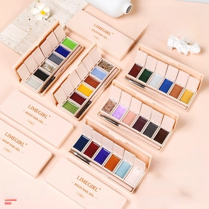 LIMEGIRL 6-color solid gel polish palette with professional brush for precise application