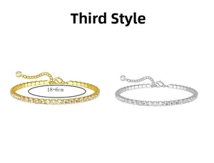 Detail of 18+6cm gold and silver tennis bracelets with round zircons and lobster clasp