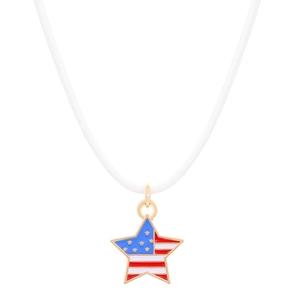 Sternförmige Halskette mit US-Flagge Anhänger Goldkante und weißem Seil für Unabhängigkeitstag