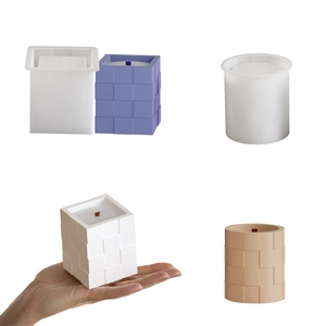 Mosaic Texture Silicone Mold Cylinder And Square Cube For DIY Scented Candle Cup Resin Casting Pen Holder Geometric Decor