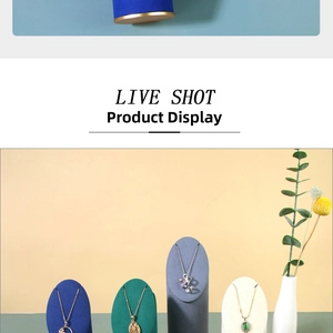 Detail of luxury velvet necklace display stands in multiple colors for jewelry shops