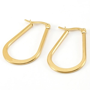 French vintage style gold U-shaped stainless steel earrings on a clean white background