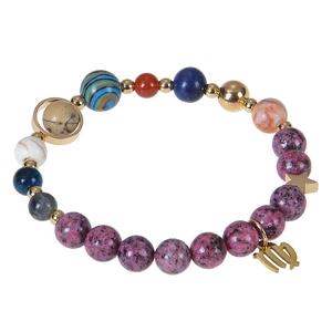 Bracciale zodiaco Vergine fatto a mano con pietre naturali e ciondoli planetari