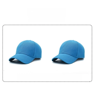 Detail showing custom logo placement options on blue twill cotton flat brim hip hop hats