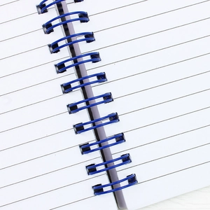 Lined PVC spiral notebook with cute animal bubble sticker cover and blue metal binding