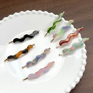 Acetate Wave Hair Clips Elegant S-Shape Bobby Pins Marble Tortoiseshell Alloy Hairpins For Women Girls Fashion Accessories