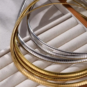 High Quality 18K Gold Plated 316L Stainless Steel Flat Snake Bone Chain Necklace For Women Waterproof Minimalist Choker