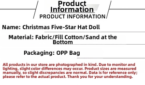 Specifications of Christmas faceless gnome with star hat, fabric and sand base details