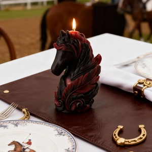 Molde artístico para vela de cabeza de caballo con relieve de ala roja decorativo