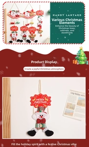 Close-up of Christmas hanging ornaments featuring Santa, Snowman and Elk fabric designs