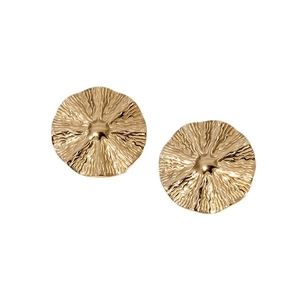 Boucles d'oreilles en acier inoxydable plaqué or 18k avec texture de feuille de lotus
