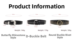 Detailed comparison of vintage belts featuring studded patterns and rhinestone buckles